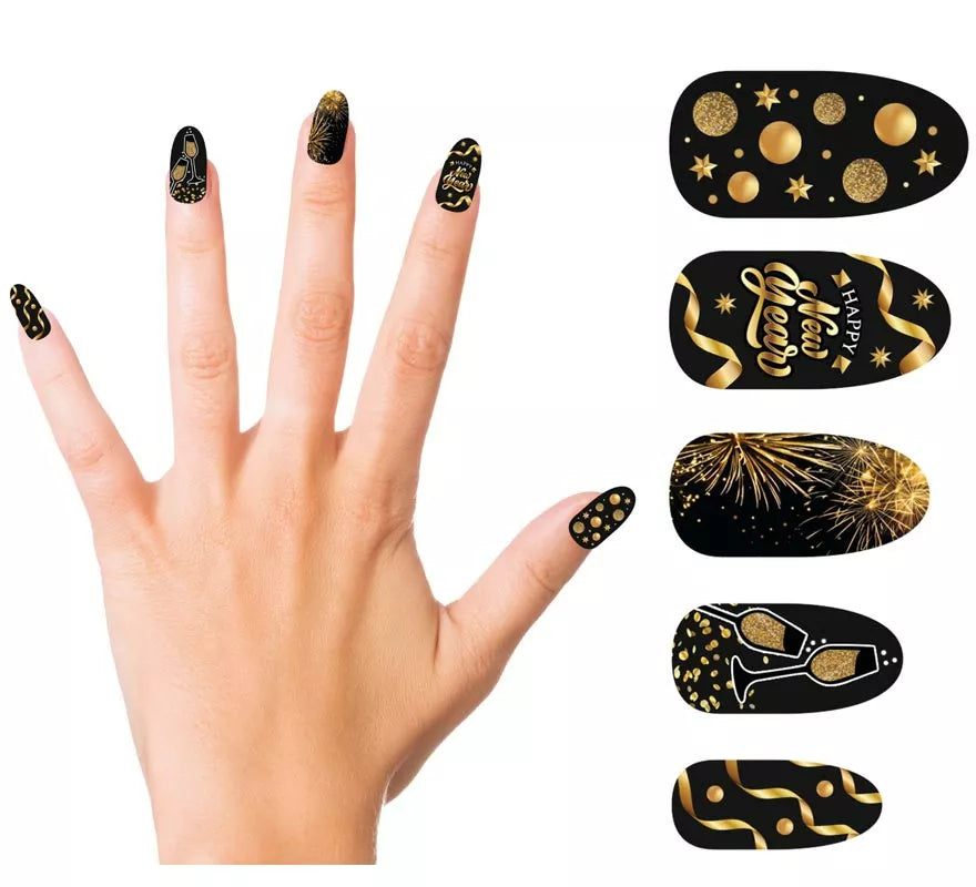 Translation missing: it.12 Uñas Happy New Year con adhesivo