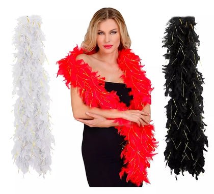 Boa de Plumas con Espuma dorada de 1,80 m y 80 g en varios colores