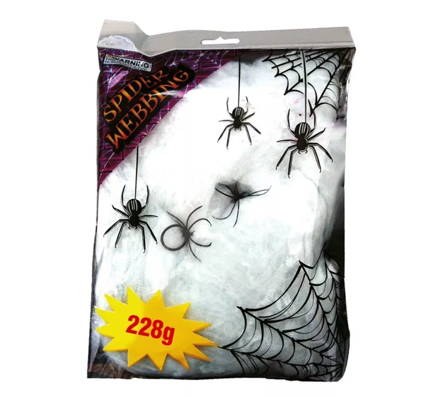 Bolsa Telaraña con 2 arañas de 228 gr para decorar en Halloween