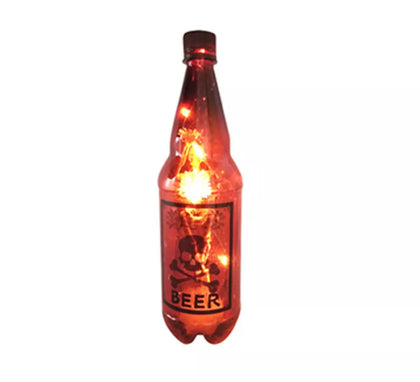 Botella Halloween con Luz y Esqueleto en el Interior de 29X8 cm