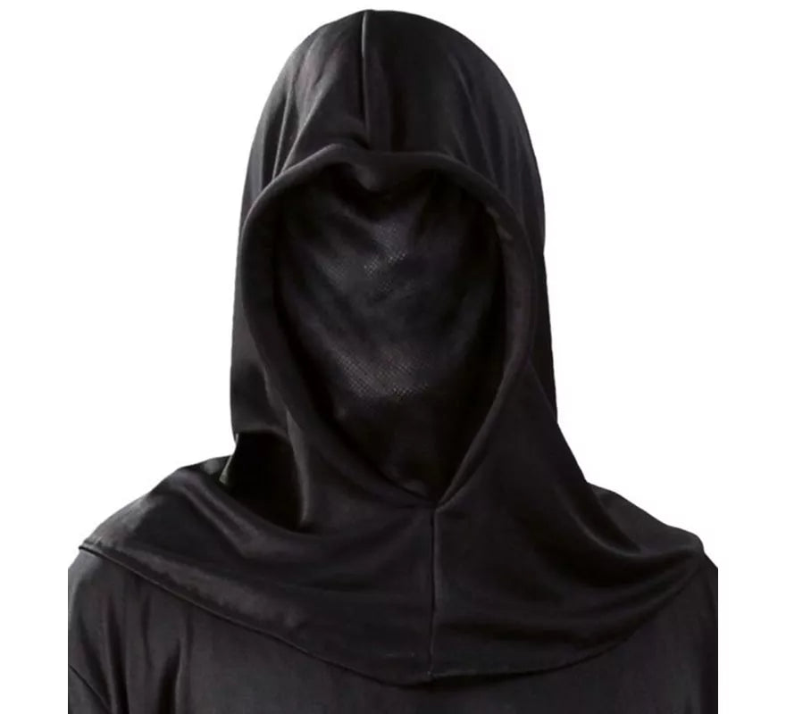 Capucha negra de tela para Halloween