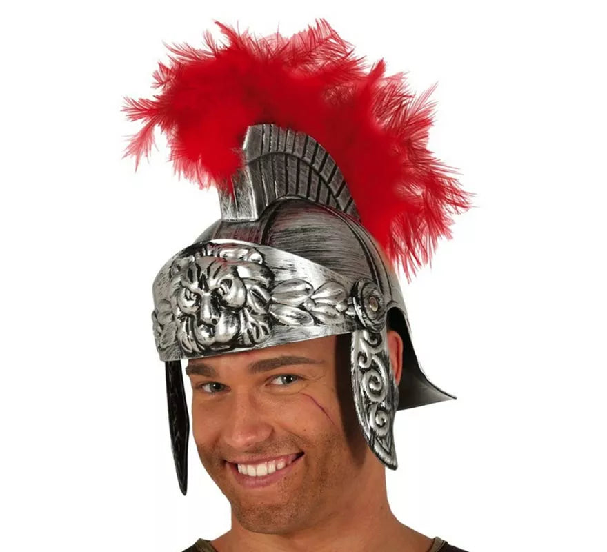 Translation missing: it.Casco de Romano Plateado con Plumas