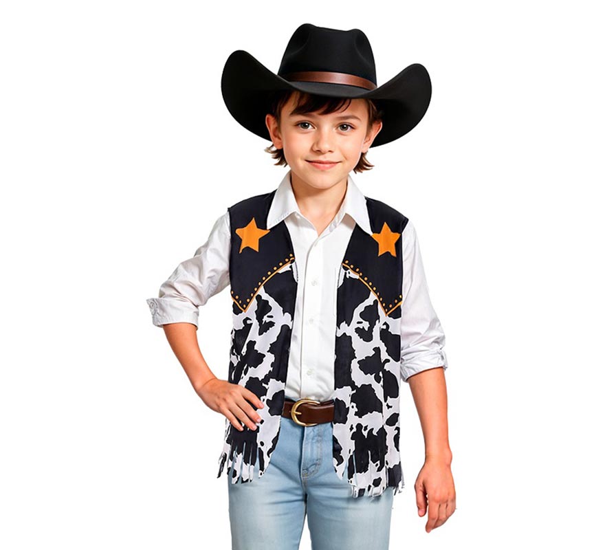 Translation missing: it.Chaleco de Vaquero negro estampado infantil