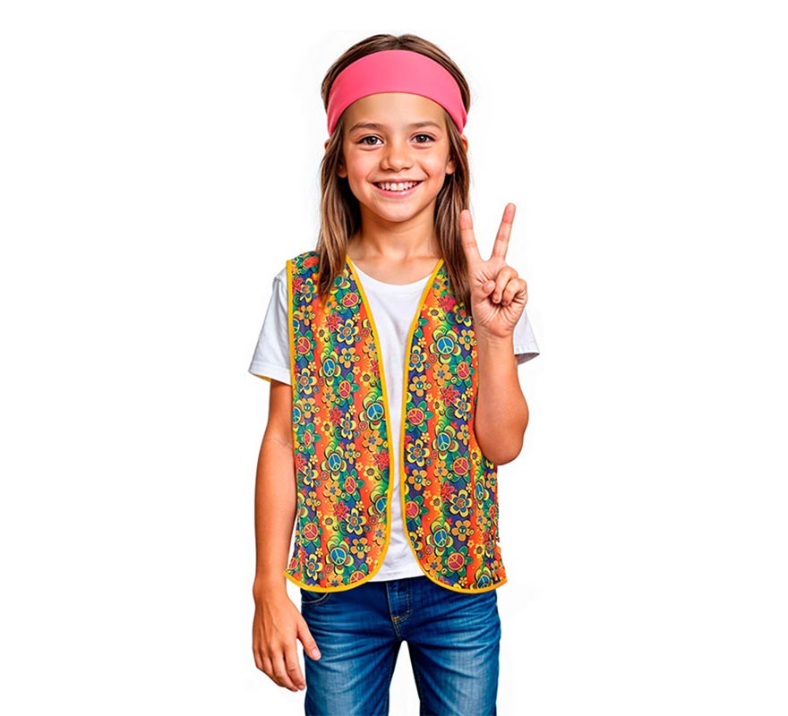 Translation missing: it.Chaleco Hippie floral naranja infantil