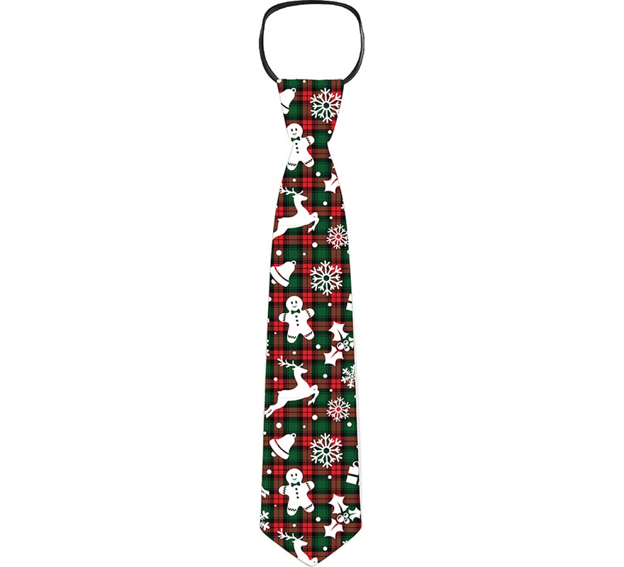 Translation missing: it.Corbata con figuras Navideñas verde y rojo a cuadros de 45 cm