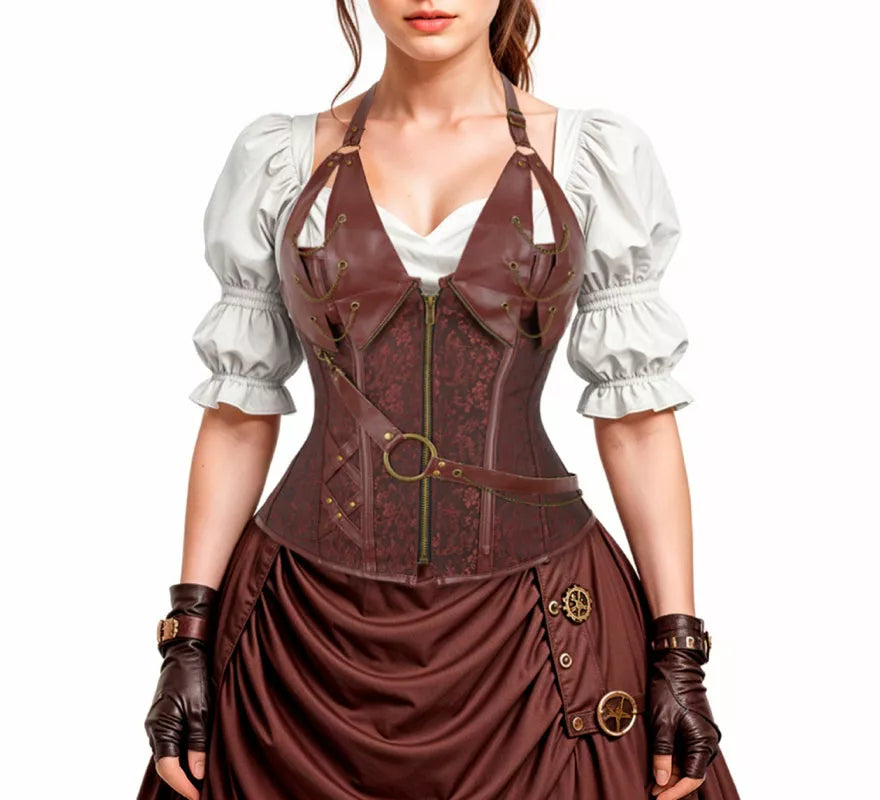 Translation missing: it.Corset Jacquard Steampunk para mujer