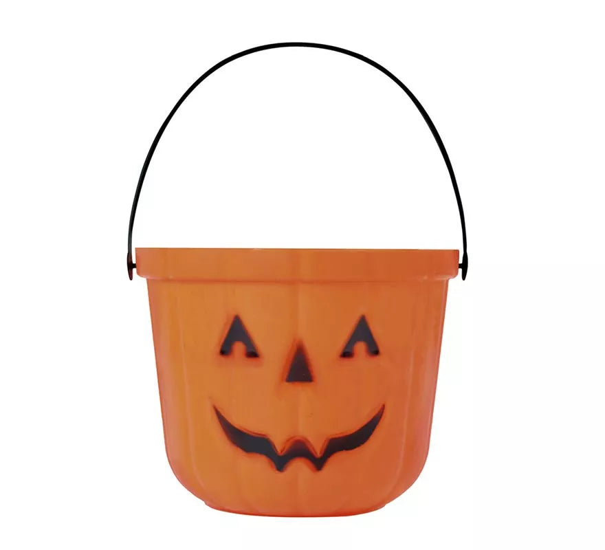 Cubo Calabaza de plástico de 15 cm para Halloween