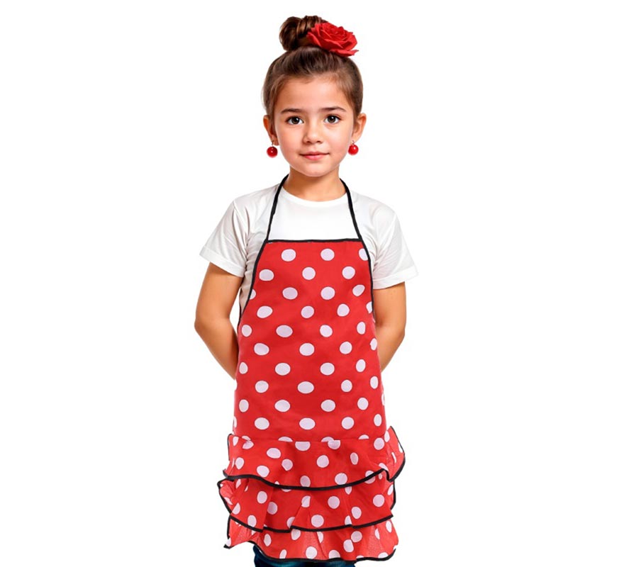 Translation missing: it.Delantal de Flamenca con lunares blancos infantil