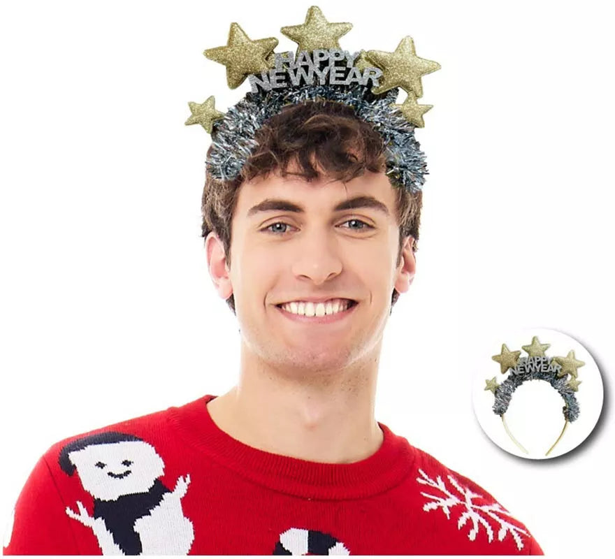 Translation missing: it.Diadema de Feliz Año Nuevo con estrellas doradas