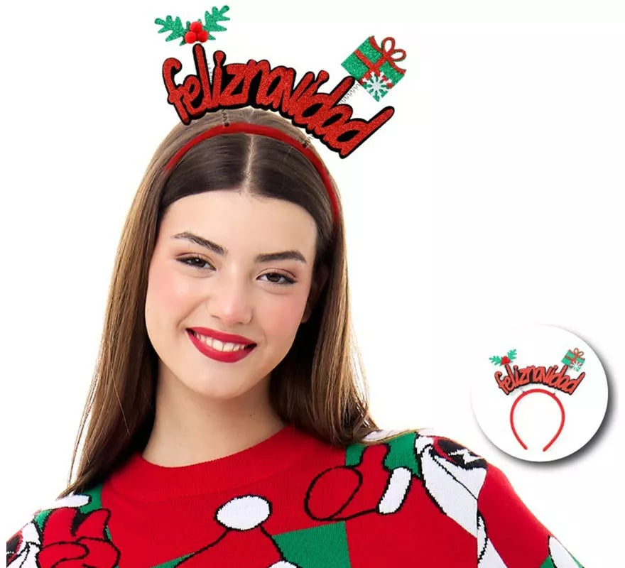 Translation missing: it.Diadema de Feliz Navidad con caja de regalo