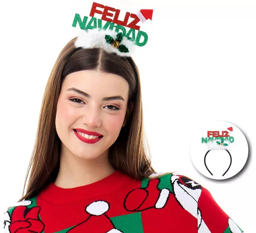 Translation missing: it.Diadema de Feliz Navidad con gorrito