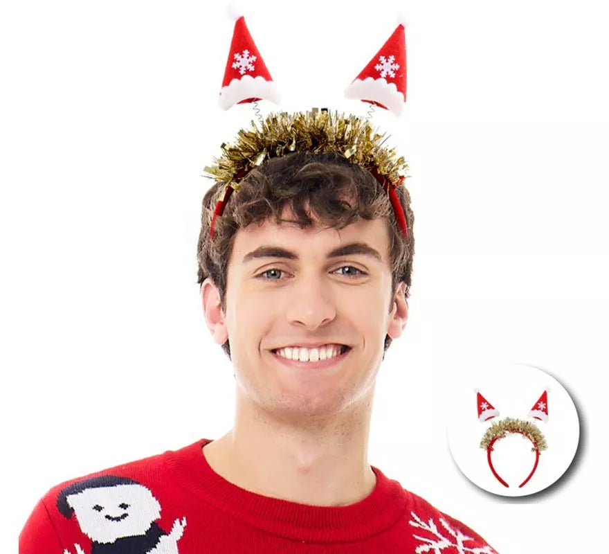 Translation missing: it.Diadema de Gorritos Navideños con virutas rojas
