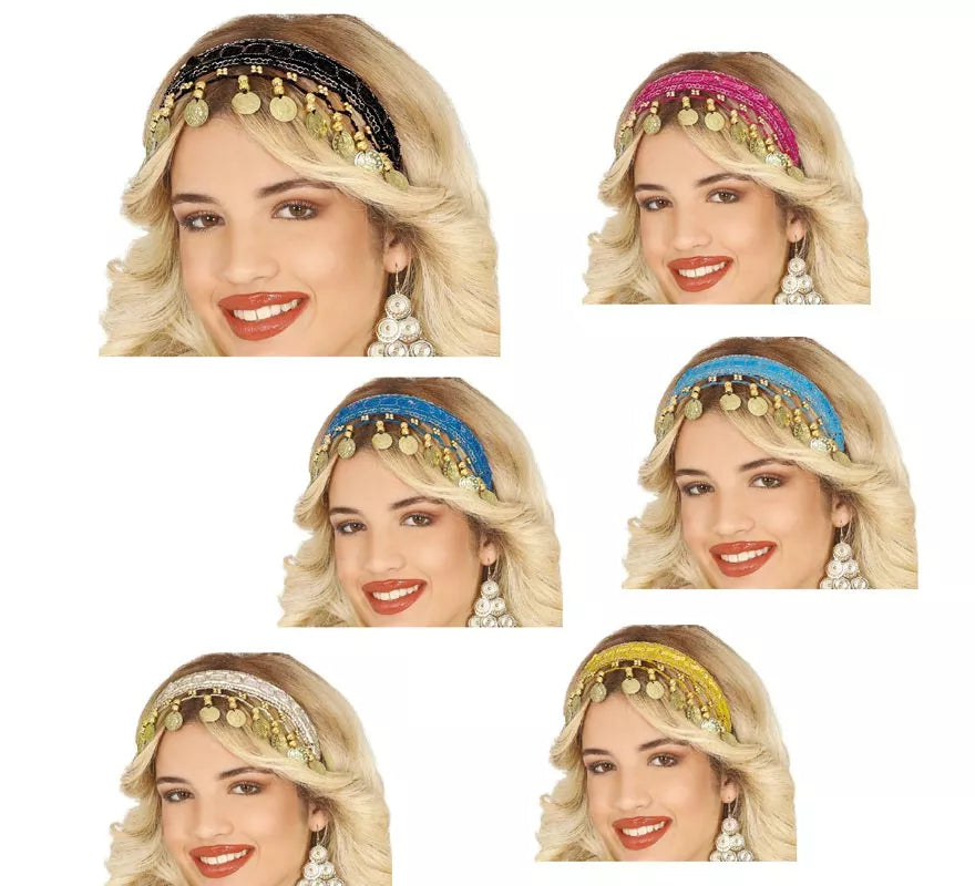 Translation missing: it.Diadema de Monedas Árabe Zíngara en varios colores adulto