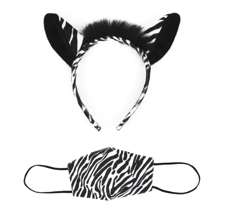 Translation missing: it.Diadema de Orejas Cebra con mascarilla