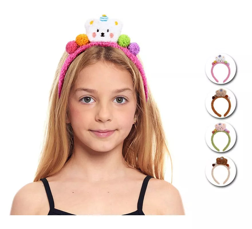 Translation missing: it.Diadema de Osito Pompón de peluche en colores surtidos infantil