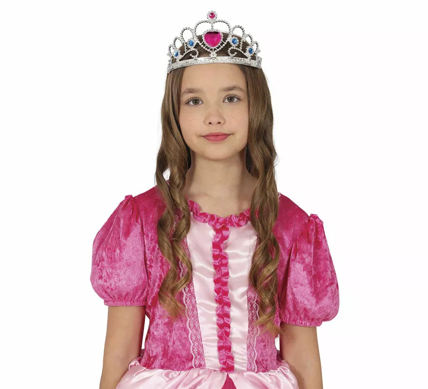 Translation missing: it.Diadema de Princesa plateada con corazón rosa