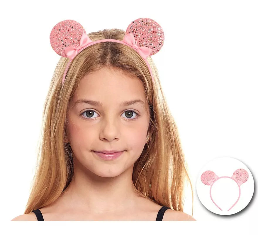 Translation missing: it.Diadema de Ratoncita rosa con lazos