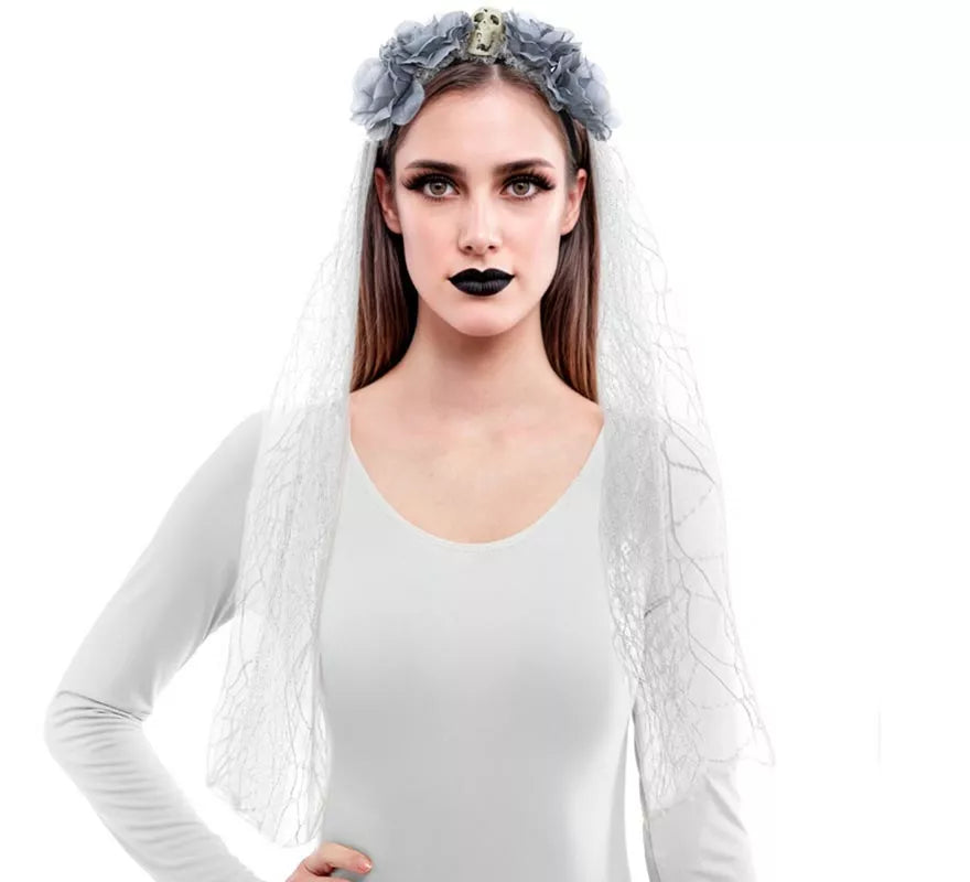 Translation missing: it.Diadema Flores con Velo gris
