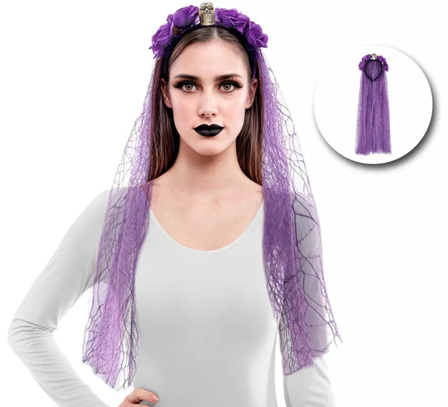 Translation missing: it.Diadema Flores con Velo morado