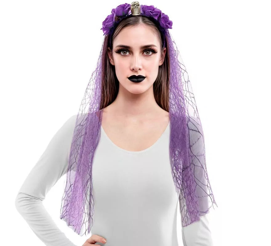 Translation missing: it.Diadema Flores con Velo morado