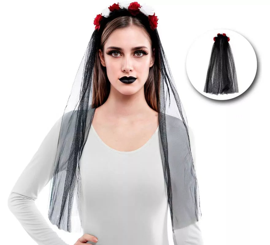 Translation missing: it.Diadema Flores con Velo negro