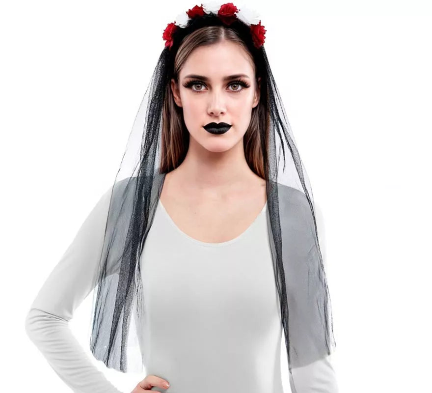 Translation missing: it.Diadema Flores con Velo negro