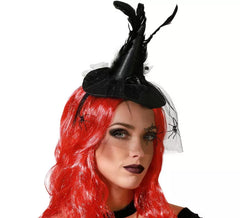 Mini fascia per cappello da strega con piume nere
