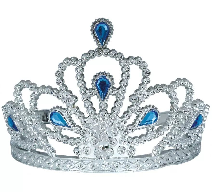 Translation missing: it.Diadema plateada con Piedras azules infantil