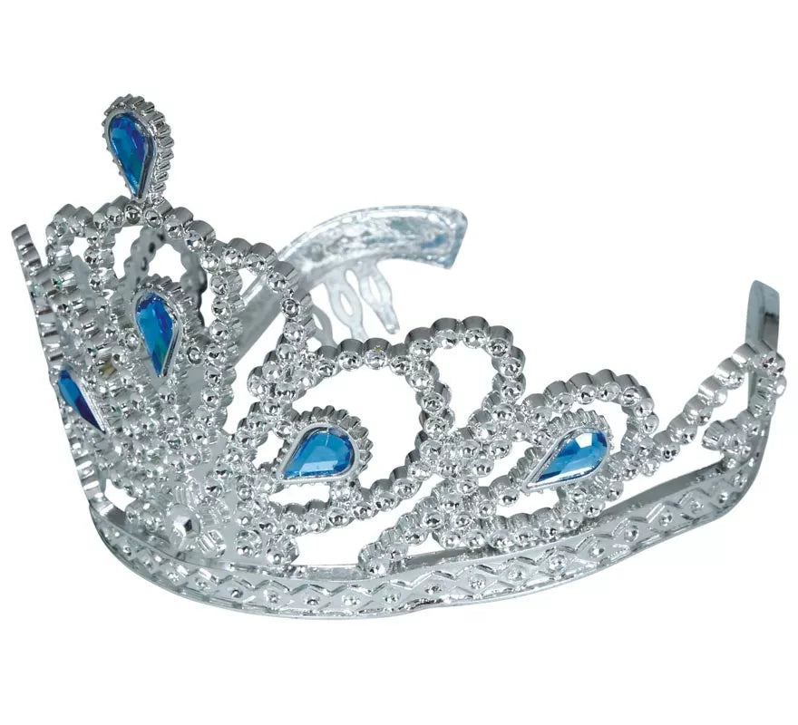 Translation missing: it.Diadema plateada con Piedras azules infantil