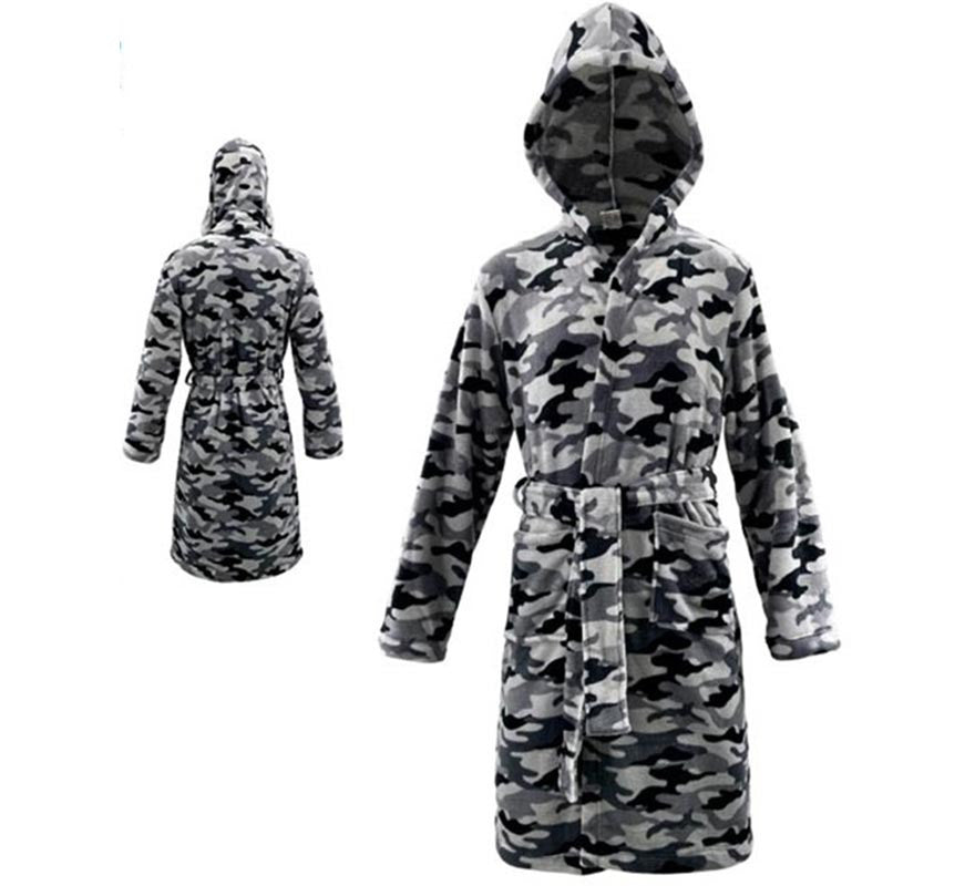 Translation missing: it.Disfraz Albornoz Camuflaje Gris para niños