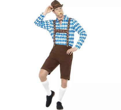 Disfraz de Alemán Tradicional Azul y Marrón para hombre