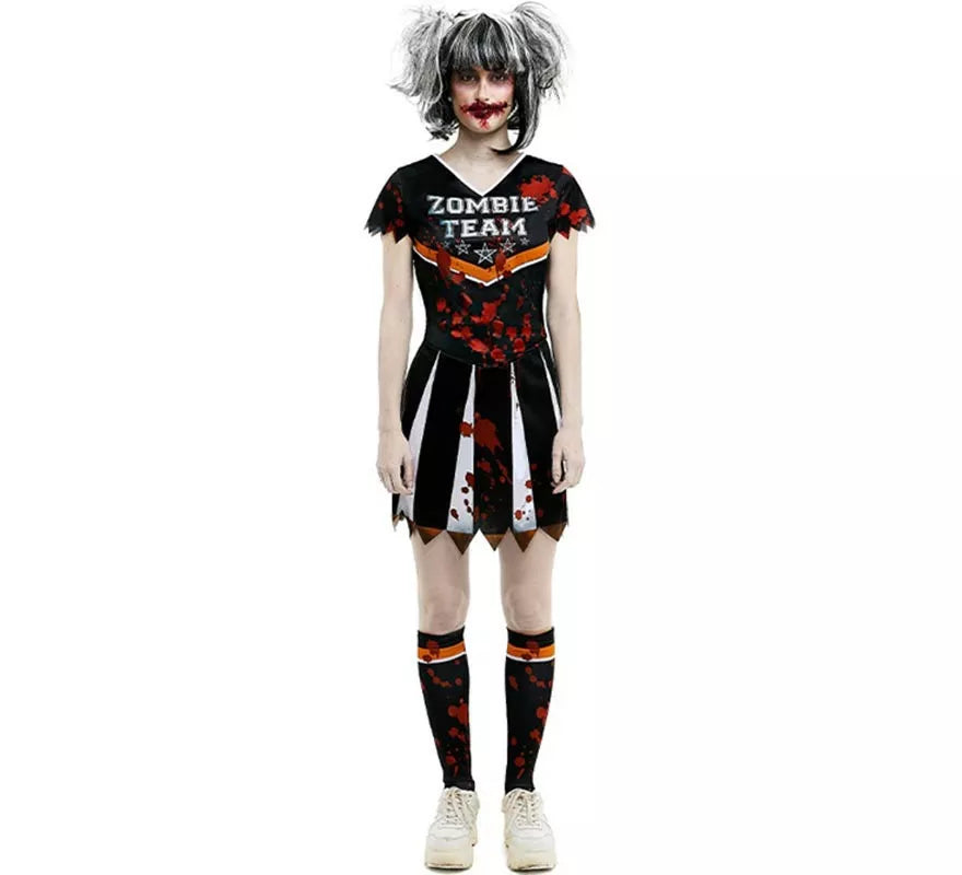 Translation missing: it.Disfraz de Animadora Zombie Team negro para mujer