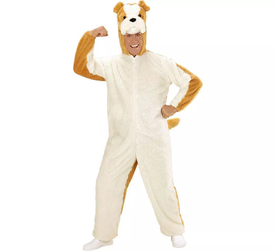 Translation missing: it.Disfraz de Bulldog Blanco en Peluche Suave para adulto