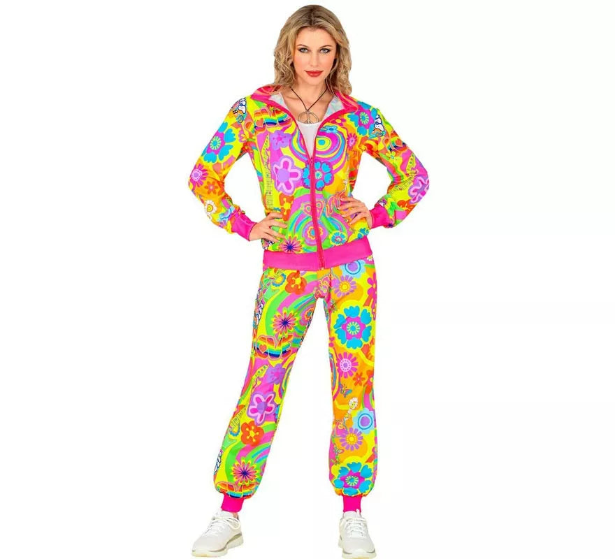 Translation missing: it.Disfraz de Chándal Hippie Groovy Love fluorescente para adulto