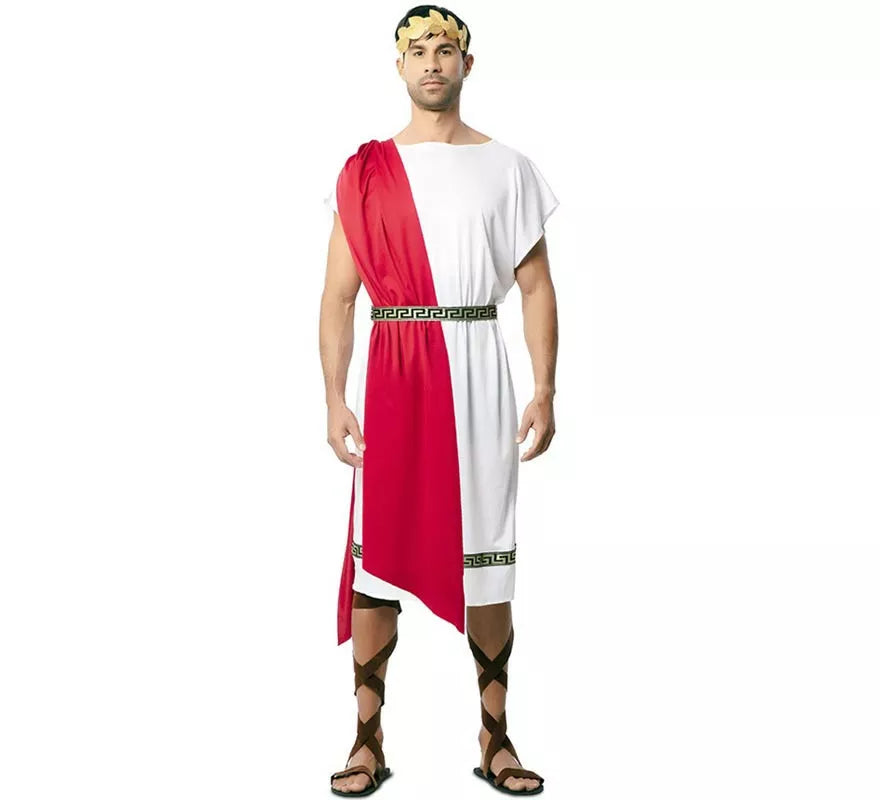 Translation missing: it.Disfraz de Emperador Romano con chal rojo para hombre