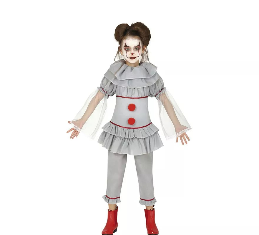 Translation missing: it.Disfraz de Payasa del Miedo Gris para niña