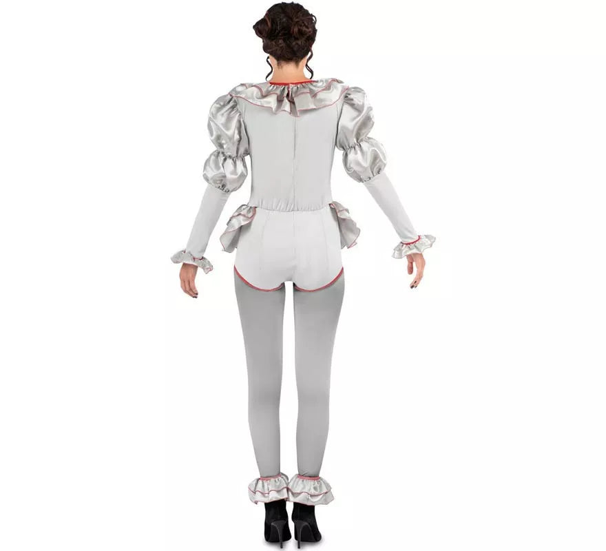Translation missing: it.Disfraz de Payasa Siniestra gris y rojo para mujer
