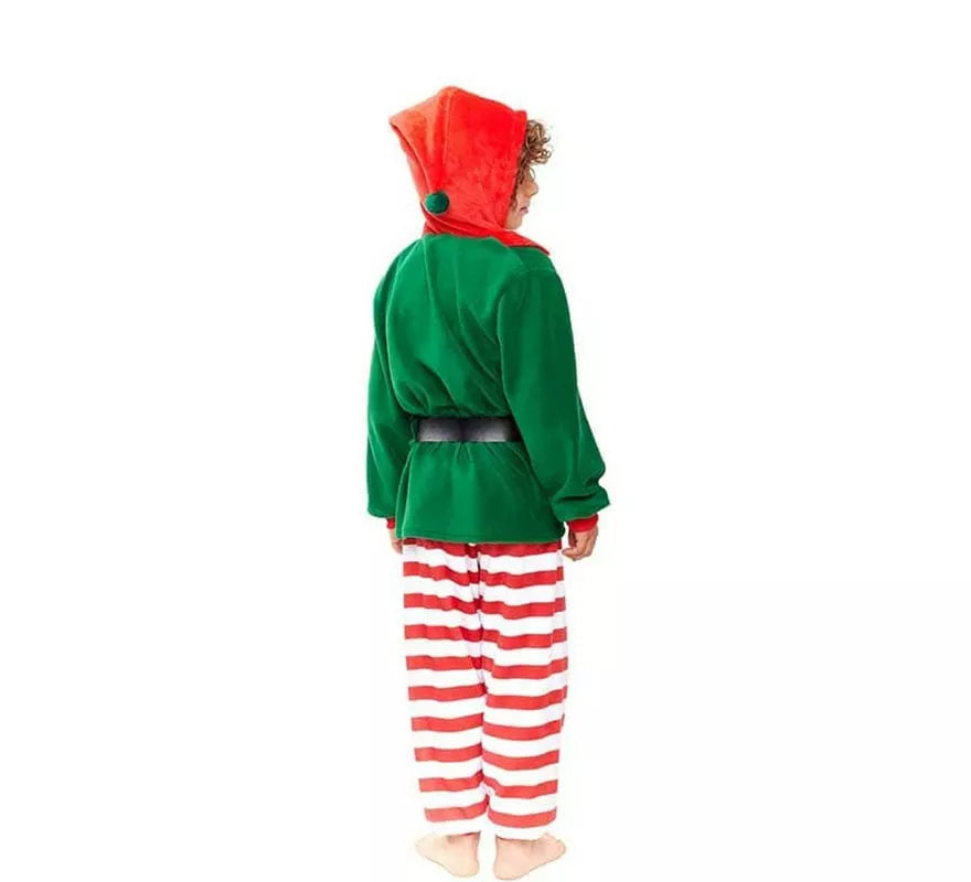 Translation missing: it.Disfraz de Pijama Elfo verde a rayas para niño