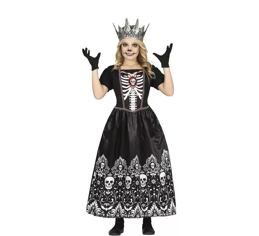 Translation missing: it.Disfraz de Reina Calavera Oscura para niña