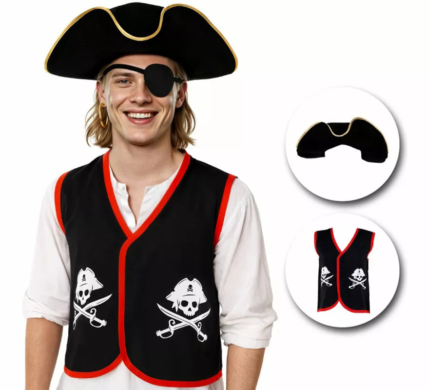 Translation missing: it.Disfraz o Kit de Pirata para adultos: Sombrero y Chaleco