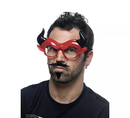Gafas de Diablo con Bigote, Mosca y Cuernos