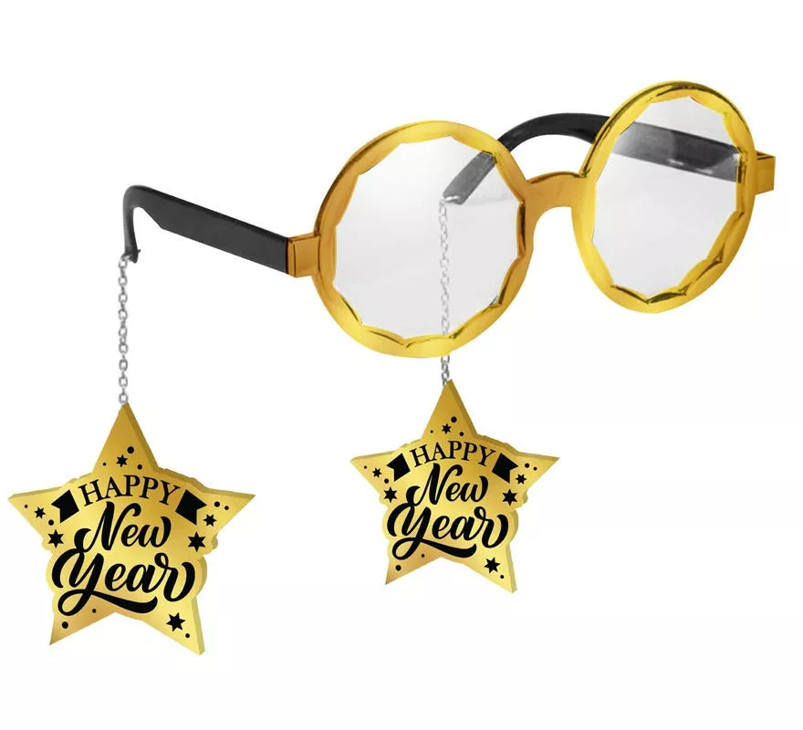 Translation missing: it.Gafas Happy New Year doradas con Estrellas