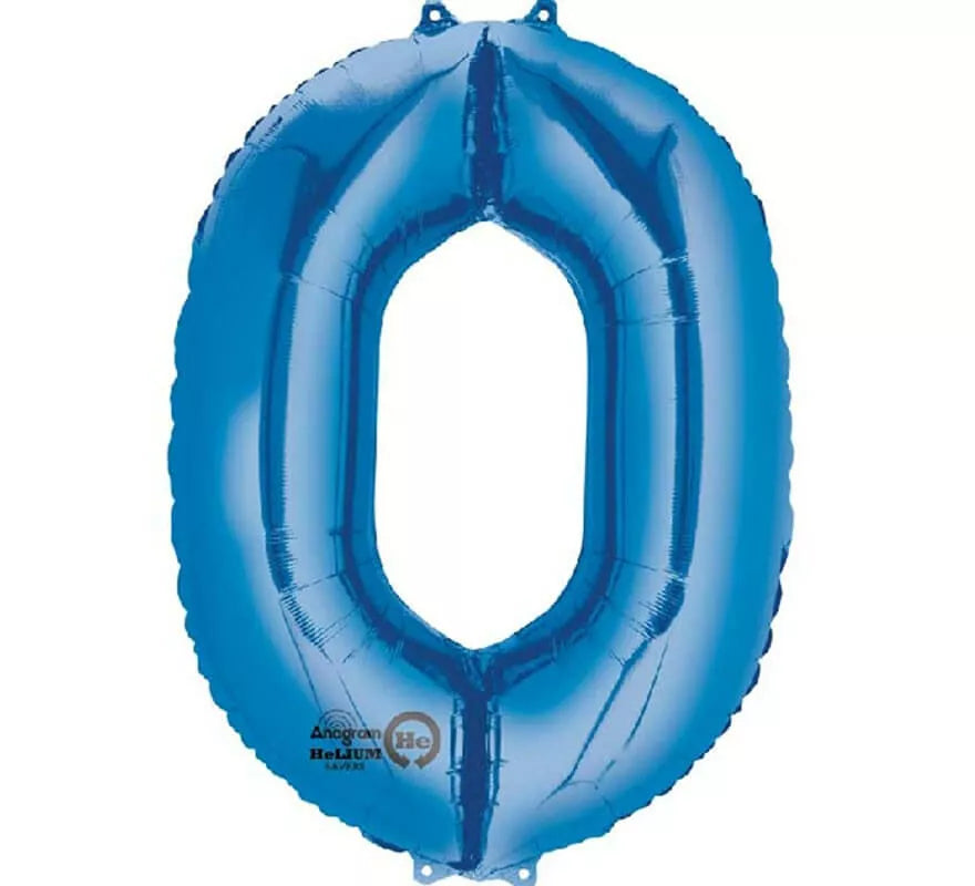 Translation missing: it.Globo metalizado Azul número 0 de 86 cm de altura