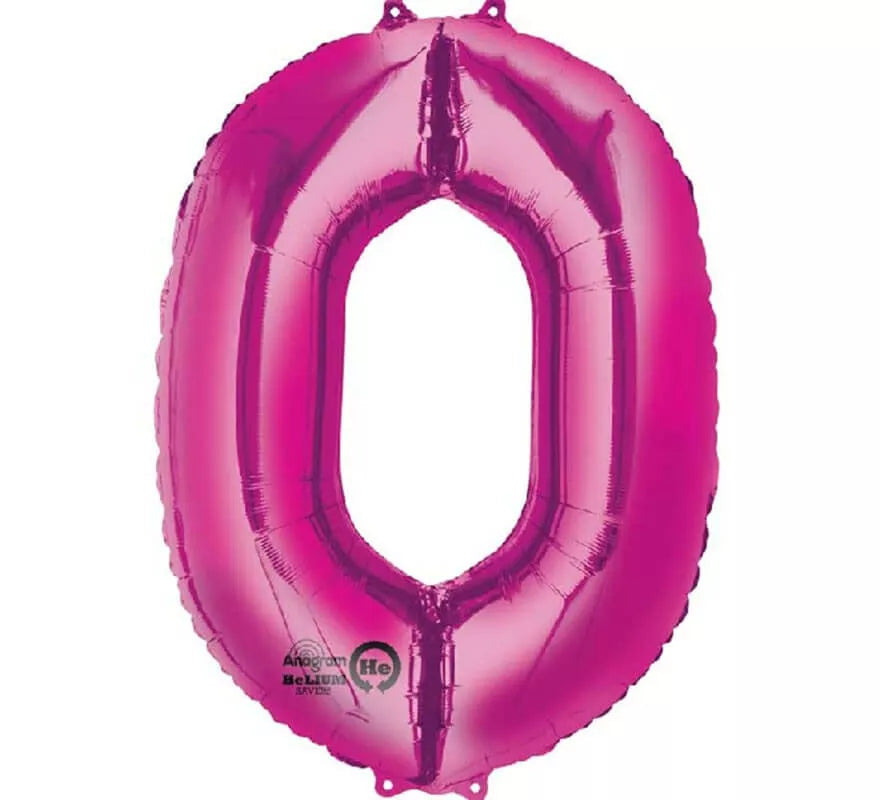Translation missing: it.Globo metalizado Fucsia número 0 de 86 cm de altura