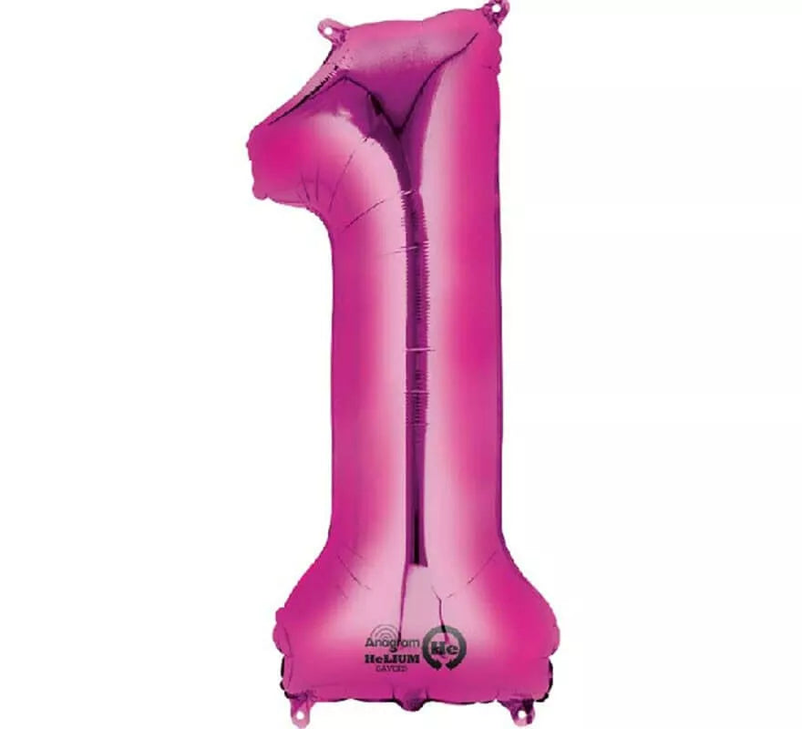 Translation missing: it.Globo metalizado Fucsia número 1 de 86 cm de altura