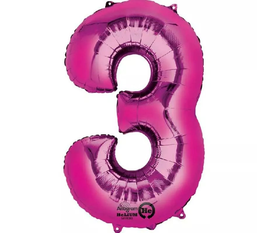 Translation missing: it.Globo metalizado Fucsia número 3 de 86 cm de altura