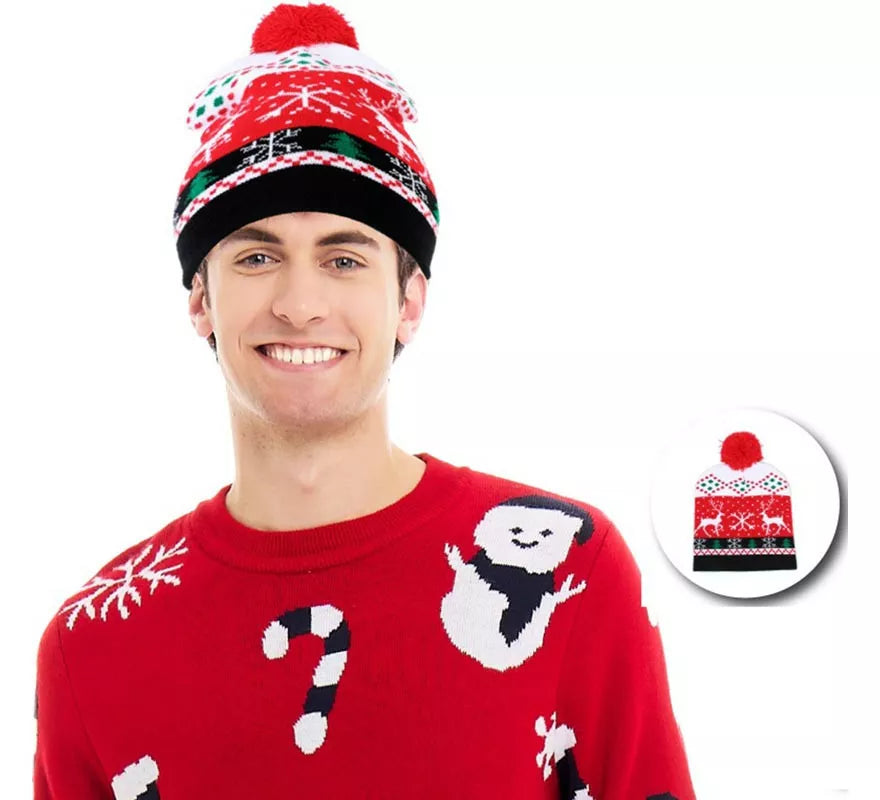 Translation missing: it.Gorro de Navidad Reno rojo y blanco adulto