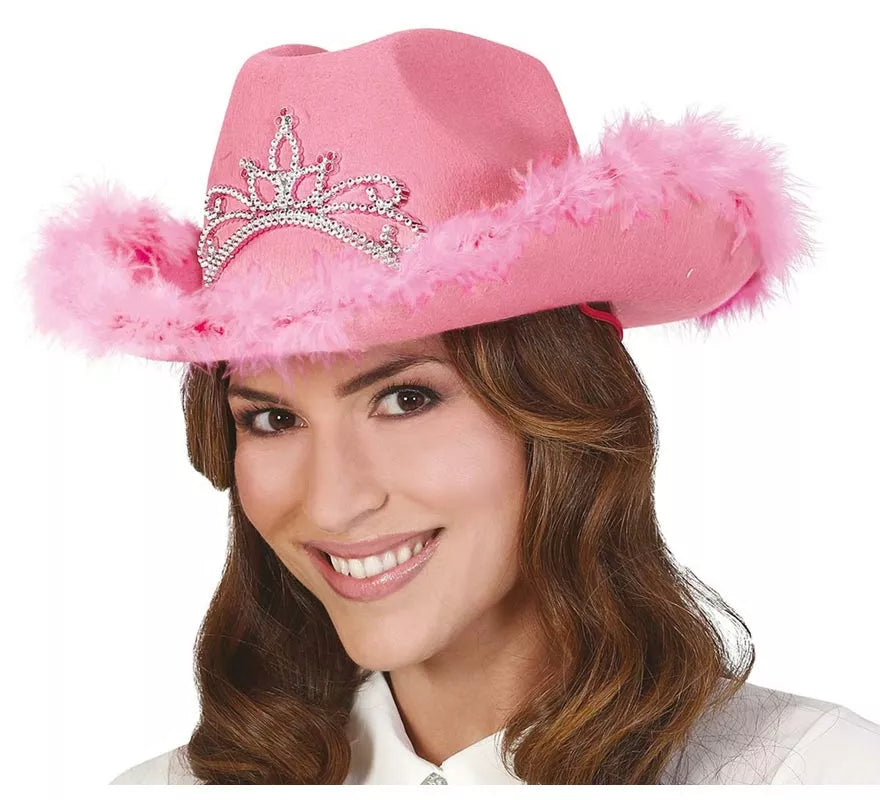 Translation missing: it.Sombrero de Vaquera Rosa con Boa