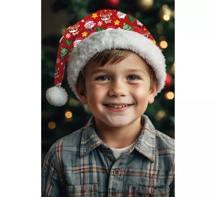 Translation missing: it.Gorro Estampado Navideño rojo infantil