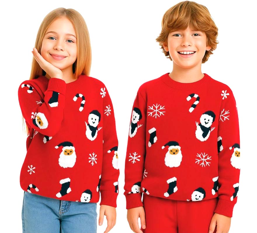 Translation missing: it.Jersey de Navidad Papá Noel y Muñeco de Nieve Allover Print para niños